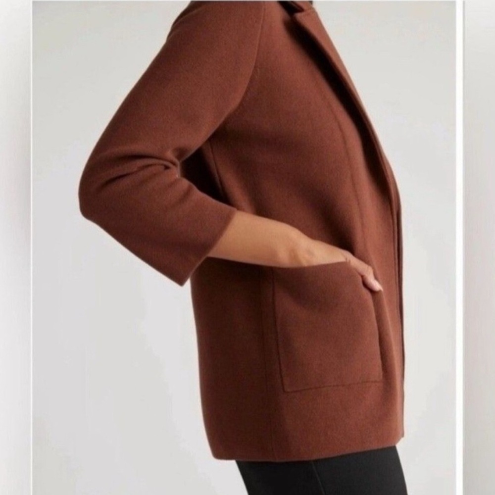 Quince Ponte Cotton Blazer Chocolate Brown Women's Size XS (NWT)